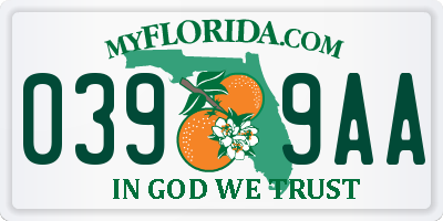 FL license plate 0399AA
