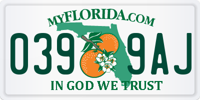 FL license plate 0399AJ