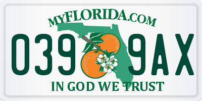 FL license plate 0399AX