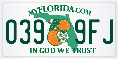 FL license plate 0399FJ