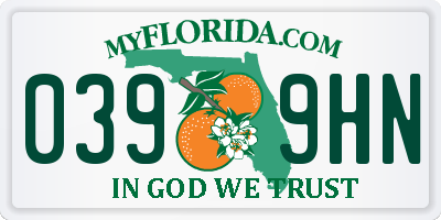 FL license plate 0399HN