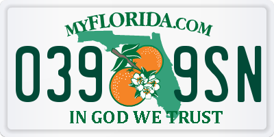 FL license plate 0399SN