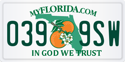 FL license plate 0399SW