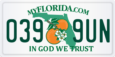 FL license plate 0399UN