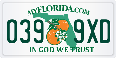 FL license plate 0399XD