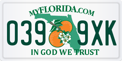FL license plate 0399XK