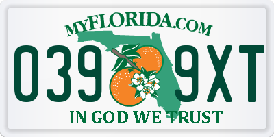 FL license plate 0399XT