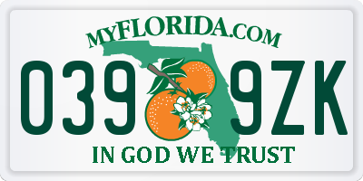 FL license plate 0399ZK