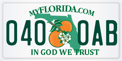 FL license plate 0400AB
