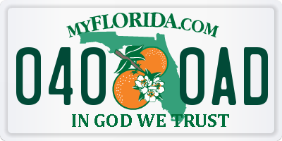 FL license plate 0400AD