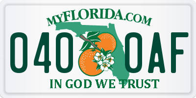 FL license plate 0400AF