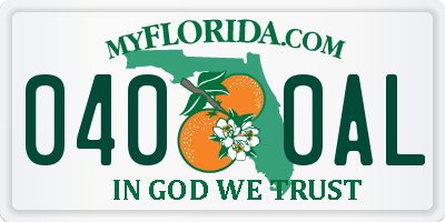 FL license plate 0400AL