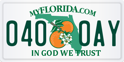 FL license plate 0400AY