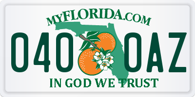 FL license plate 0400AZ