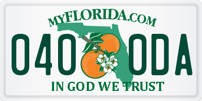 FL license plate 0400DA