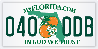 FL license plate 0400DB