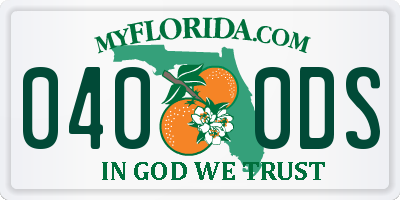 FL license plate 0400DS