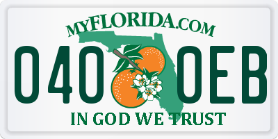 FL license plate 0400EB