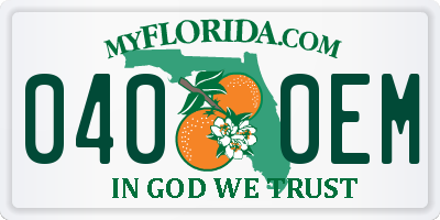 FL license plate 0400EM