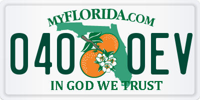 FL license plate 0400EV