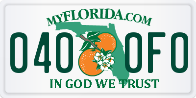 FL license plate 0400FO