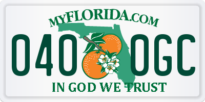 FL license plate 0400GC