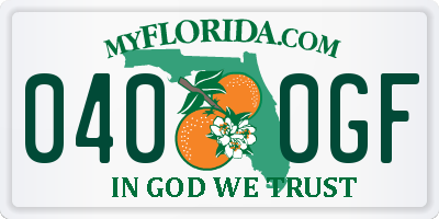 FL license plate 0400GF