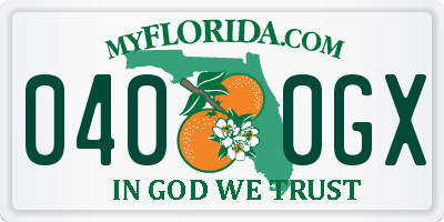 FL license plate 0400GX