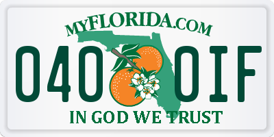 FL license plate 0400IF
