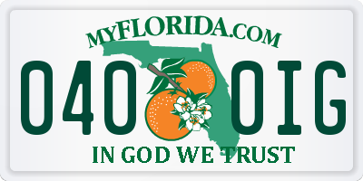 FL license plate 0400IG