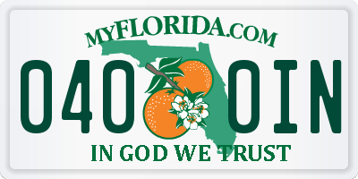 FL license plate 0400IN