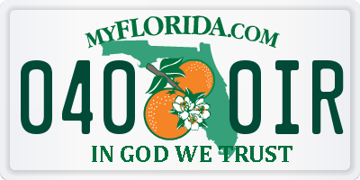 FL license plate 0400IR