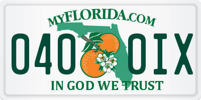 FL license plate 0400IX