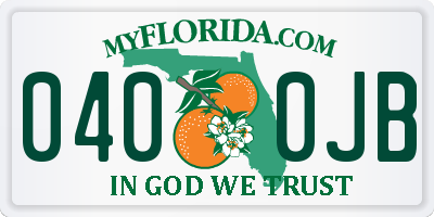 FL license plate 0400JB