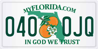 FL license plate 0400JQ