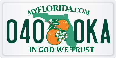 FL license plate 0400KA