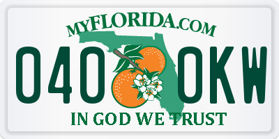 FL license plate 0400KW