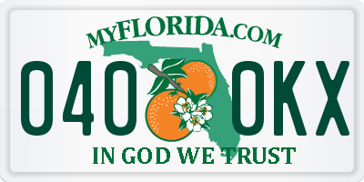 FL license plate 0400KX