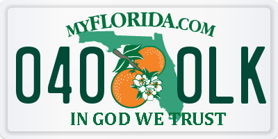 FL license plate 0400LK