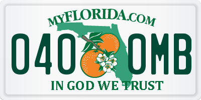 FL license plate 0400MB