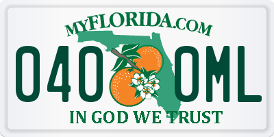 FL license plate 0400ML