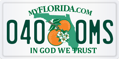 FL license plate 0400MS