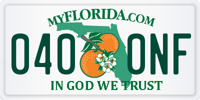 FL license plate 0400NF