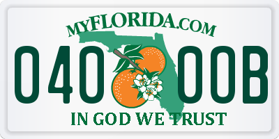 FL license plate 0400OB