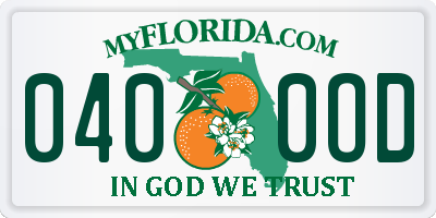 FL license plate 0400OD