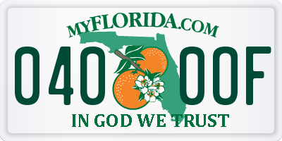 FL license plate 0400OF