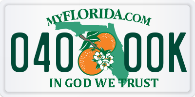 FL license plate 0400OK