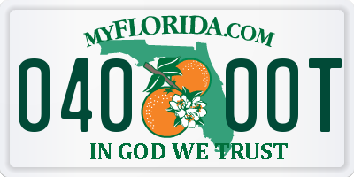 FL license plate 0400OT