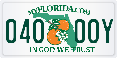 FL license plate 0400OY