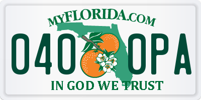 FL license plate 0400PA